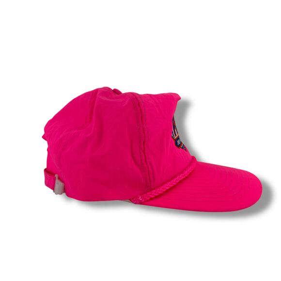 Vtg 90s Nissin Pro Jeep Eagle Bowl Hat Neon Pink Parachute Type Material - Picture 3 of 6
